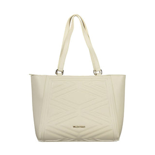 Beige Damenhandtasche aus Polyurethan mit verstellbarem Schulterriemen