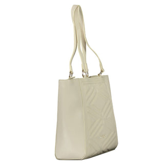 Beige Damenhandtasche aus Polyurethan mit verstellbarem Schulterriemen