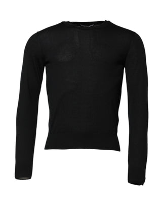 Black Cashmere Crew Neck Long Sleeves T-shirt