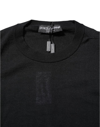 Black Cashmere Crew Neck Long Sleeves T-shirt