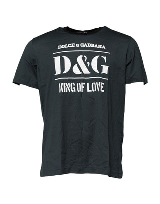 Camiseta negra de algodón con estampado y mangas cortas
