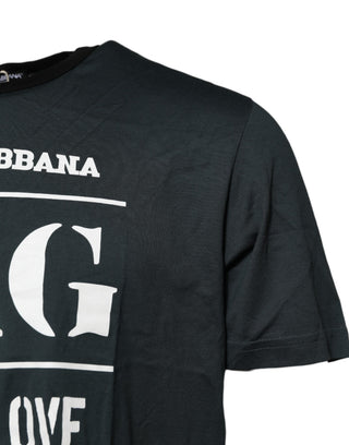 Camiseta negra de algodón con estampado y mangas cortas