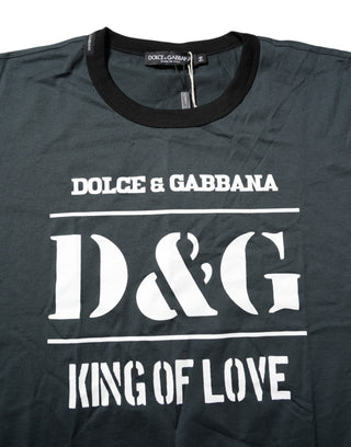 Camiseta negra de algodón con estampado y mangas cortas