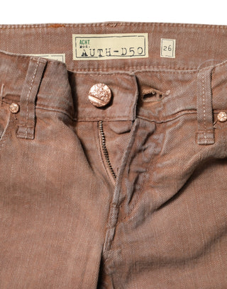Braune, schmal geschnittene Jeans aus Baumwolle mit niedriger Leibhöhe