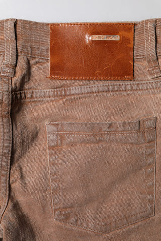 Braune, schmal geschnittene Jeans aus Baumwolle mit niedriger Leibhöhe