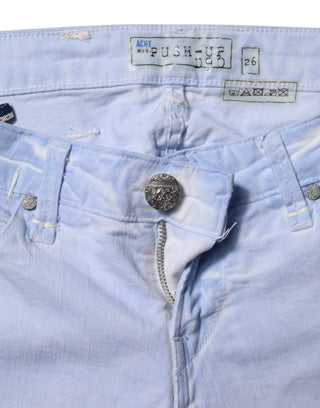 Hellblaue Baumwoll-Slim-Fit-Jeans mit niedriger Taille