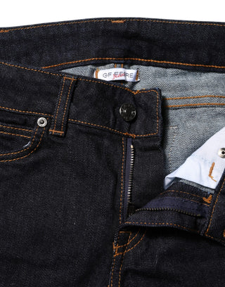 Dark Blue Cotton Mid Waisted Skinny Denim Jeans