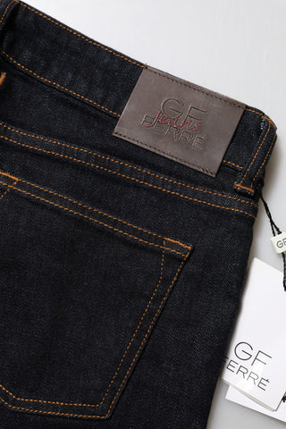 Dark Blue Cotton Mid Waisted Skinny Denim Jeans