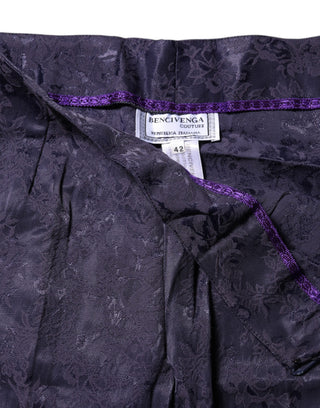 Lila Jacquard-Hose mit hoher Taille