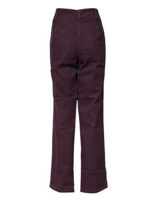 Pantalones morados de talle alto con corte entallado