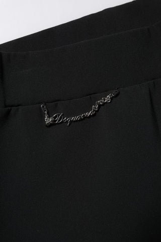 Black Polyester High Waisted Flared Pants