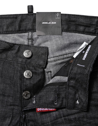 Schwarze Low-Waist Skinny Jeans aus Baumwolle