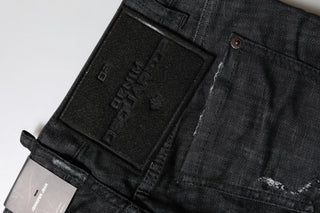 Schwarze Low-Waist Skinny Jeans aus Baumwolle