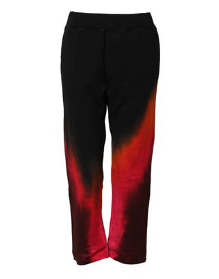 Pantalones jogger negros y rojos de algodón con corte recto