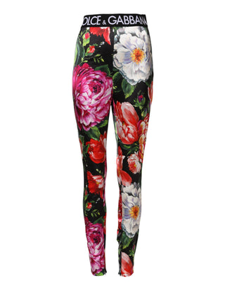 Leggings multicolor con estampado floral y cintura elástica