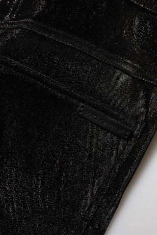 Black Cotton Stretch Silver Lurex Thread Pants