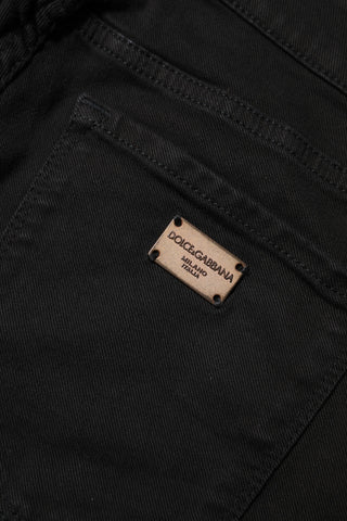 Black Cotton Skinny Mid Waist Denim Jeans