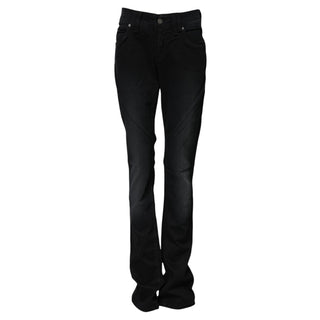 Schwarze Jeans mit mittlerer Leibhöhe und schmal zulaufendem Bein