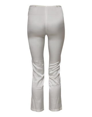 Hose mit hoher Taille, elfenbeinfarben, zulaufendes Bein