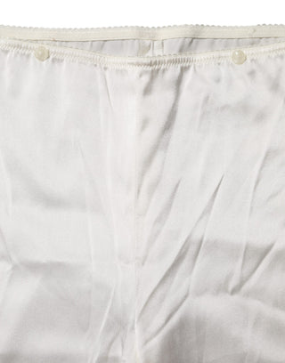 Hose mit hoher Taille, elfenbeinfarben, zulaufendes Bein
