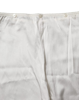 Hose mit hoher Taille, elfenbeinfarben, zulaufendes Bein