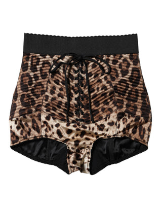Braune Leoparden-High-Waist-Hot-Pants-Shorts