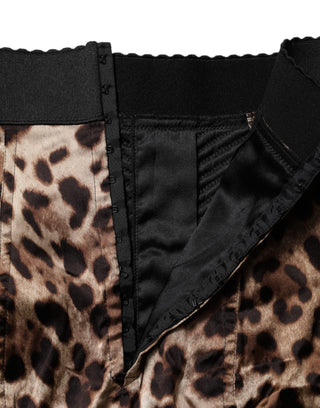Braune Leoparden-High-Waist-Hot-Pants-Shorts