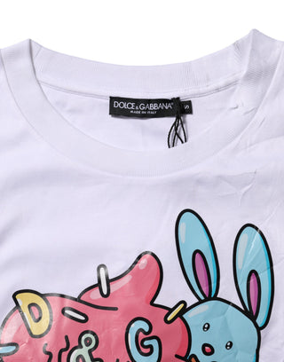 Weißes Baumwoll-T-Shirt mit Grafikprint und Rundhalsausschnitt