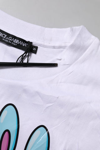 Weißes Baumwoll-T-Shirt mit Grafikprint und Rundhalsausschnitt