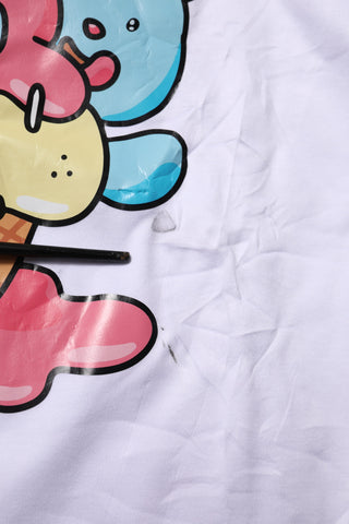 Weißes Baumwoll-T-Shirt mit Grafikprint und Rundhalsausschnitt