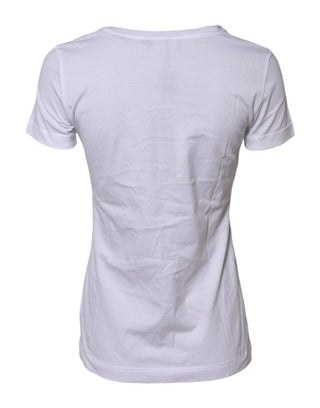 White Cotton Short Sleeves Round Neck T-shirt