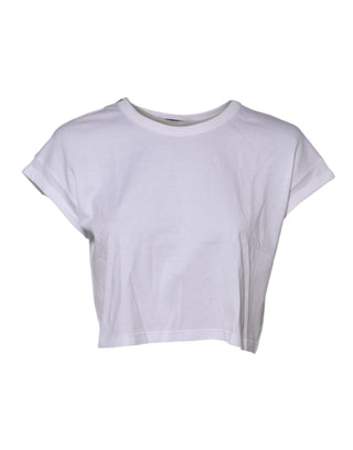 White Cotton Short Sleeves Cropped T-shirt