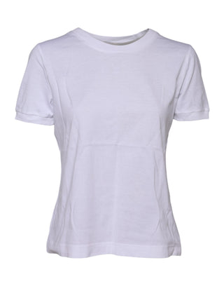 Weißes Baumwoll-Rundhals-Kurzarm-T-Shirt