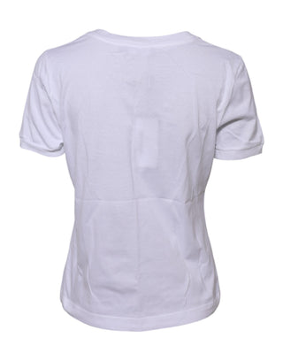 Weißes Baumwoll-Rundhals-Kurzarm-T-Shirt
