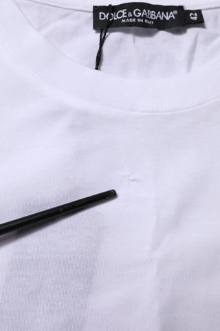 Weißes Baumwoll-Rundhals-Kurzarm-T-Shirt