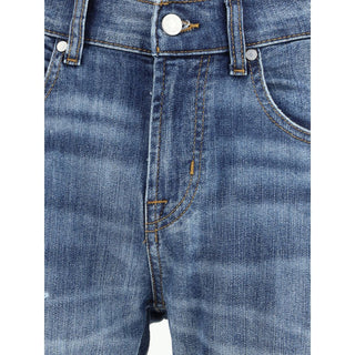 Blaue Jeans mit geradem Bein aus Baumwolle