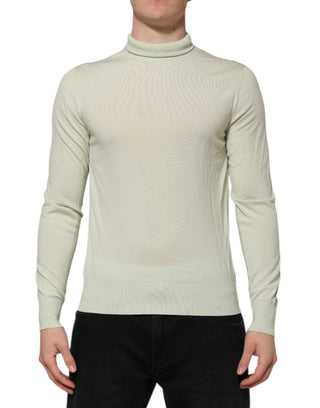 Mintgrüner Rollkragenpullover aus Wolle