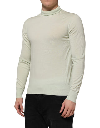 Mintgrüner Rollkragenpullover aus Wolle