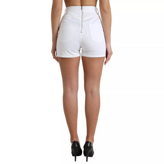 Weiße Front-Schnürung High Waist Hot Pants Shorts