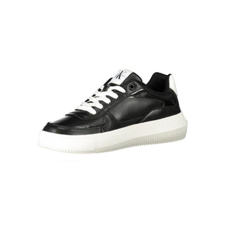 Schwarzer Polyurethan-Sneaker für Damen