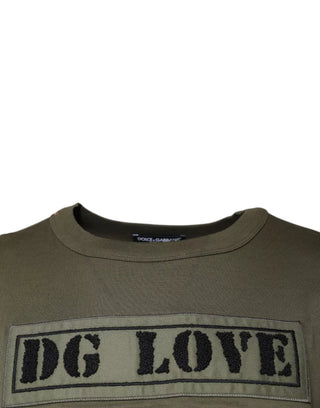Armeegrünes DG Love Baumwoll-Rundhals-T-Shirt