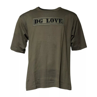 Armeegrünes DG Love Baumwoll-Rundhals-T-Shirt