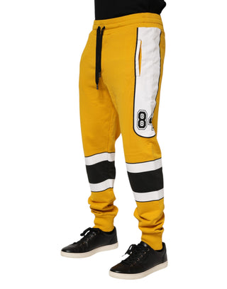 Yellow Cotton Print Jogger Sweatpants Pants