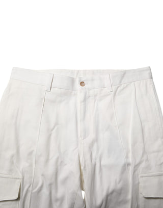 Weiße Baumwoll-Jogger Cargo Skinny Herrenhosen