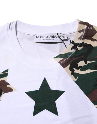 Weißes Camouflage Baumwoll-T-Shirt für Herren mit Rundhalsausschnitt