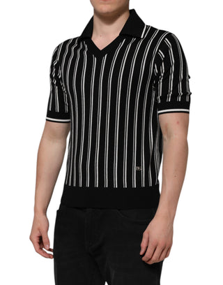 Black White Stripes Collared Polo T-shirt