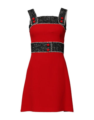 Rotes ärmelloses A-Linien Mini-Kleid mit ausgestelltem Rockteil