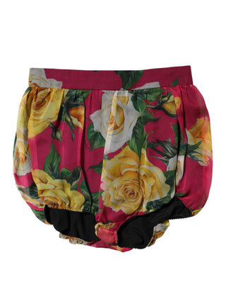 Rote Blumen High-Waist Damen Hot Pants Shorts