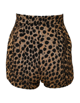 Braune hoch taillierte Hot Pants Shorts mit Leopardenmuster