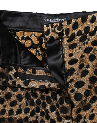 Braune hoch taillierte Hot Pants Shorts mit Leopardenmuster